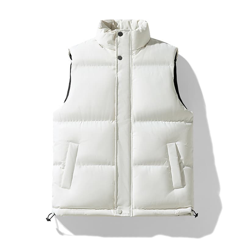 ​​Men's Stand Collar Cotton Vest – Plus Size Winter Waistcoat For Layering (Black/White/Blue, Sizes M-5XL)​​