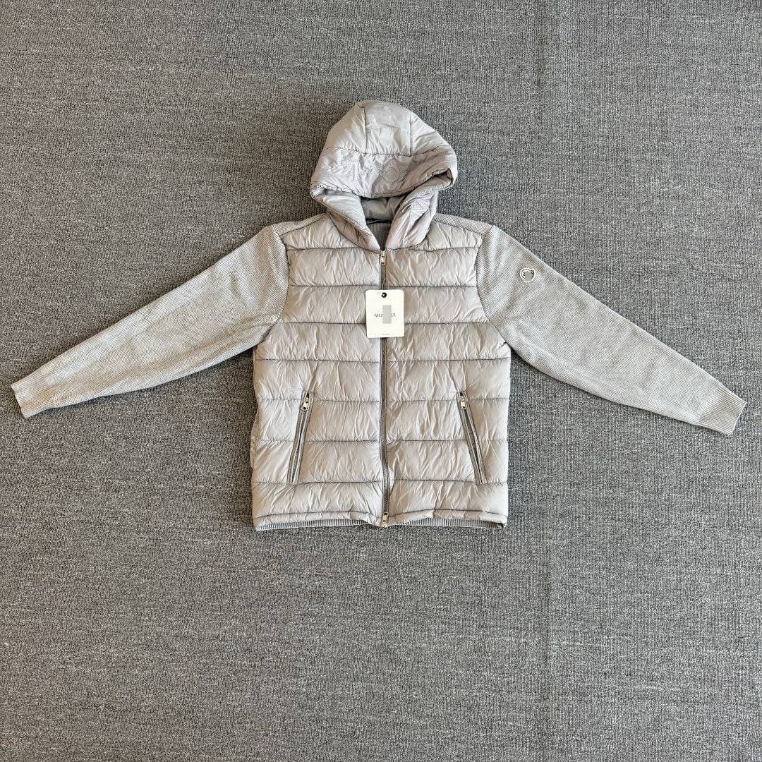 Doudoune matelassée à capuche en maille hybride pour homme, avec logo écusson et fermeture éclair, manteau d'extérieur léger et chaud