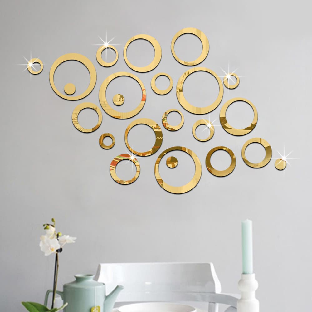 24 Acrylic 3D Stereo DIY Mirror Round Circle Wall Stickers Bedroom Room Decoration