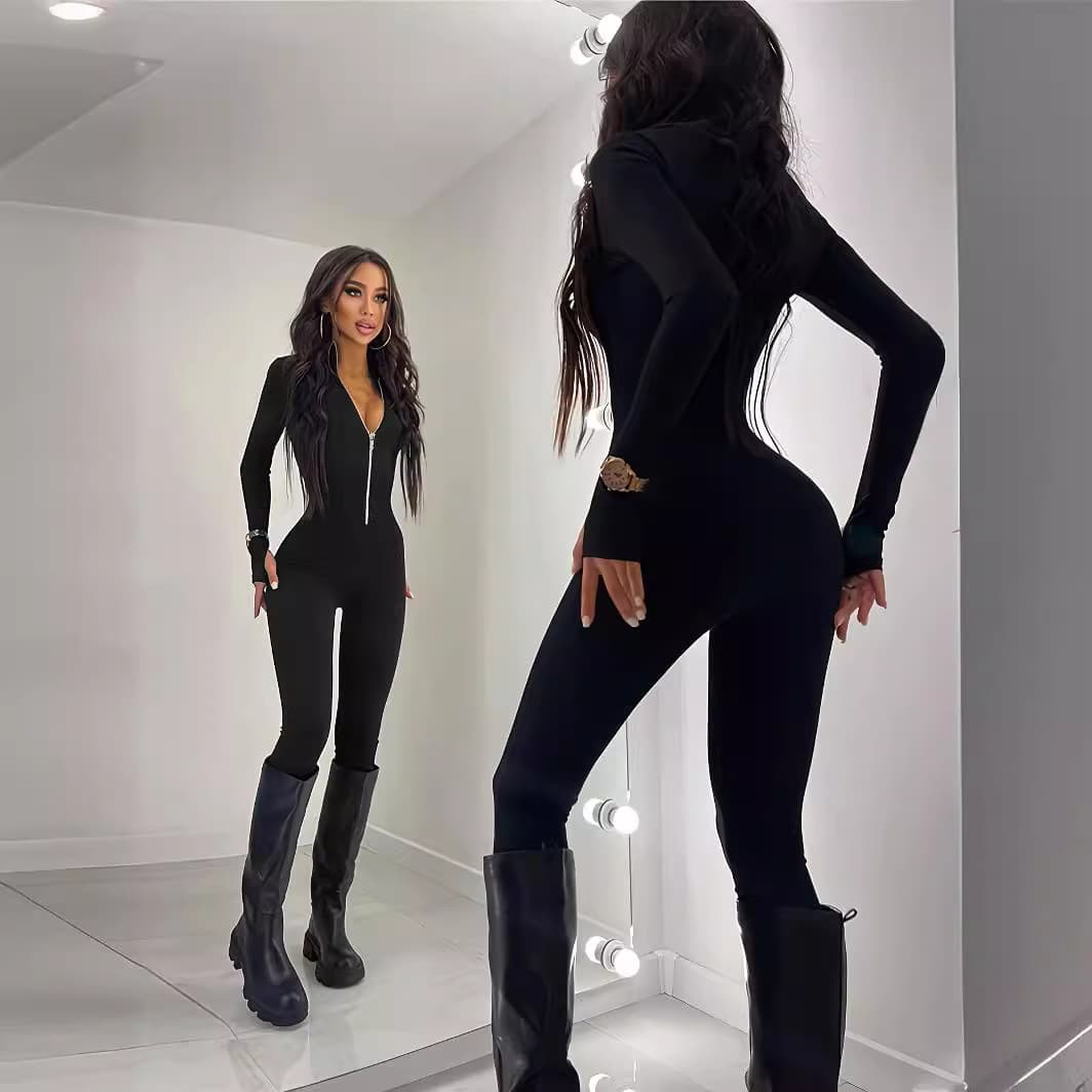 Women's Clothing zipper fitted jumpsuit sexy slim jumpsuit women's clothing
