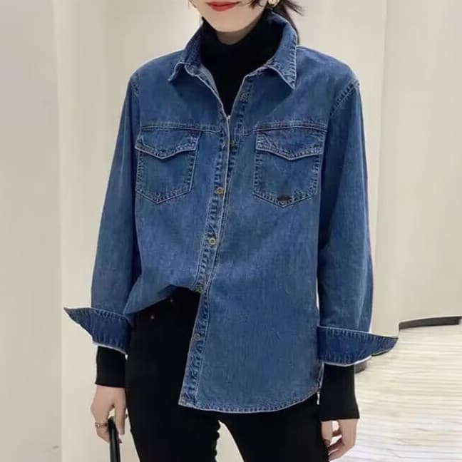 Women's fashion denim shirt women's base shirt