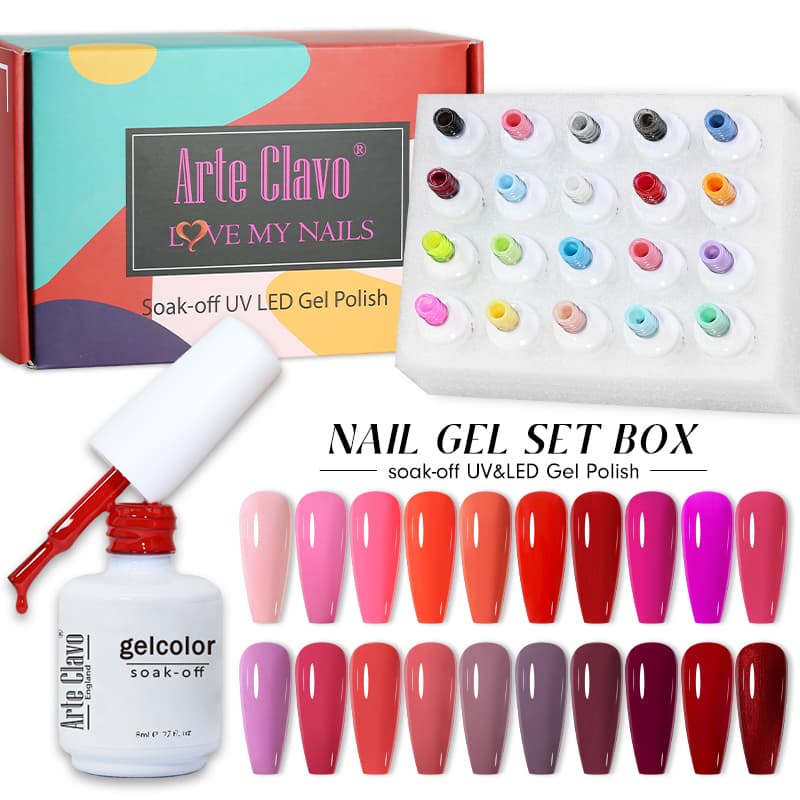 Arte Clavo 8ml Gel Nail Polish Set Kit Pink Glitter Popular Spring 24 Colors Semi Permanent UV Led Gel Varnish Soak Off Nail