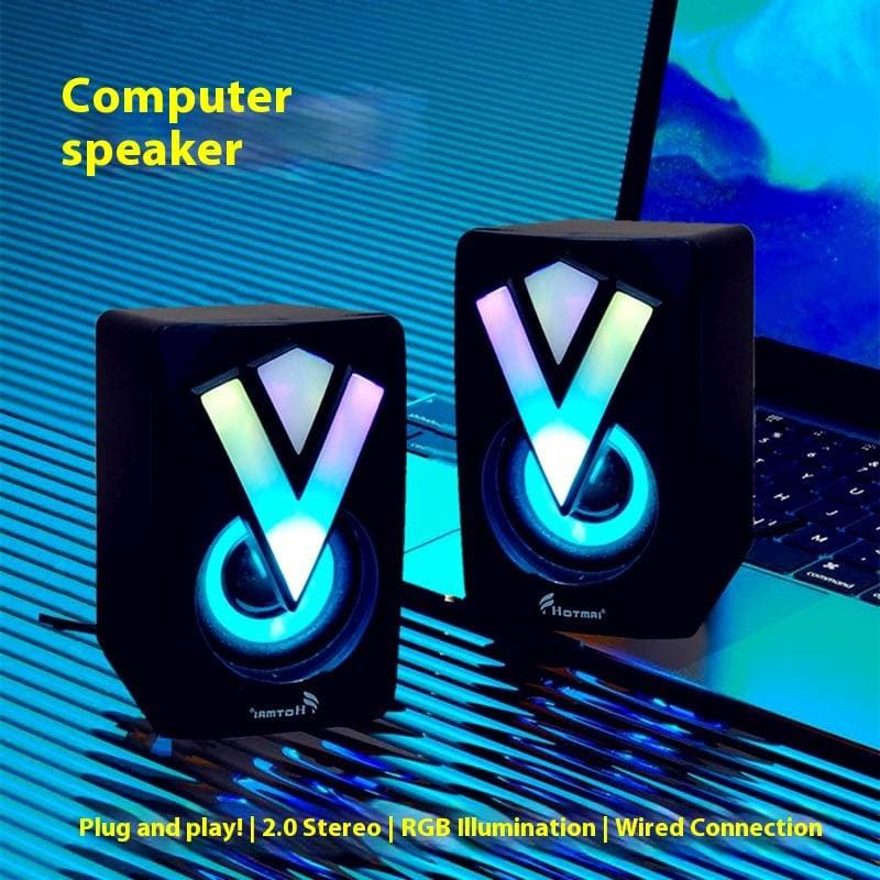 RGB USB Computer Speakers For PC & Laptop - Wired Desktop Soundbar For Home & Office Use