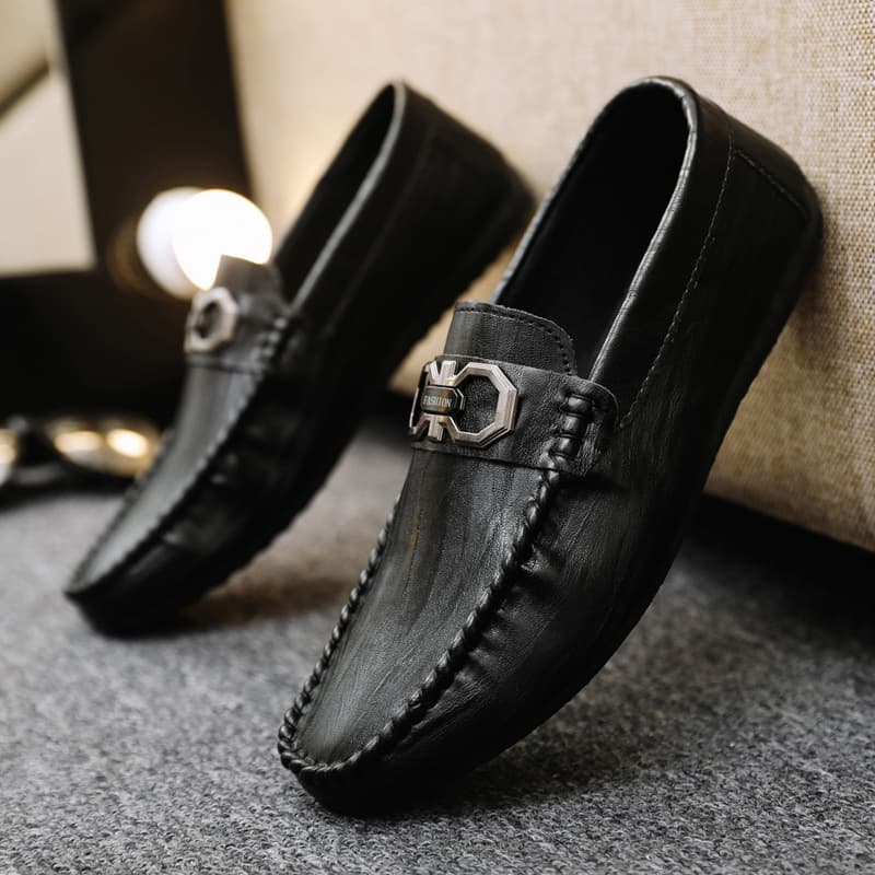 Men's casual leather shoes low help set feet men breathable trend lazy man pedal driving men's shoes bean shoes men