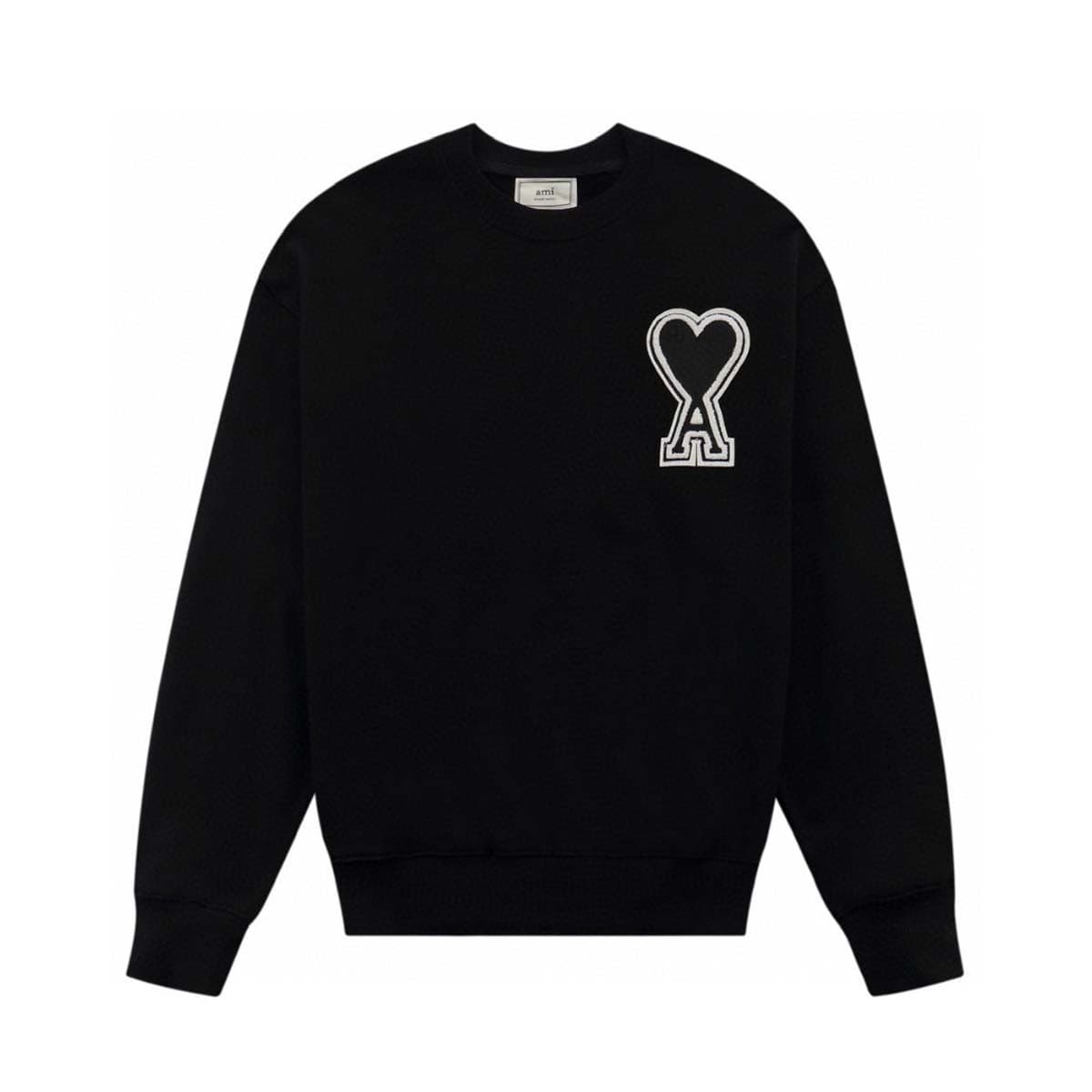 Sweat-shirt à col rond brodé AMI Heart A pour femme, manches longues, style décontracté