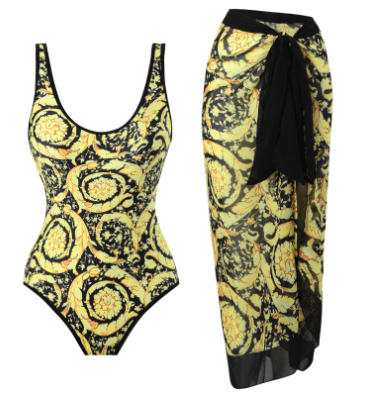 Fleece One Piece Women's Swimwear French Covering Belly Slim Swimwear Chiffon Beach Skirt