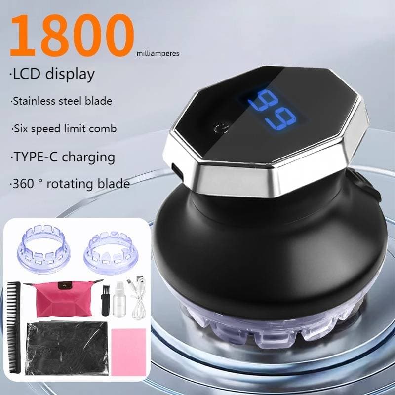 UFO Electric Hair Clipper For Men – Cordless & Rechargeable With LCD Screen & 360° Rotary Blades (Includes Bonus Kit For DIY Haircuts & Grooming)​
