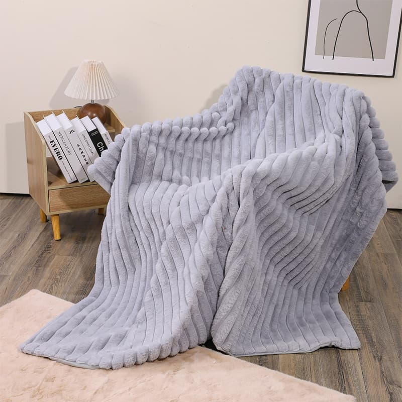 Double layer thick warm blanket office rabbit fur nap blanket home sofa cover plush blanket