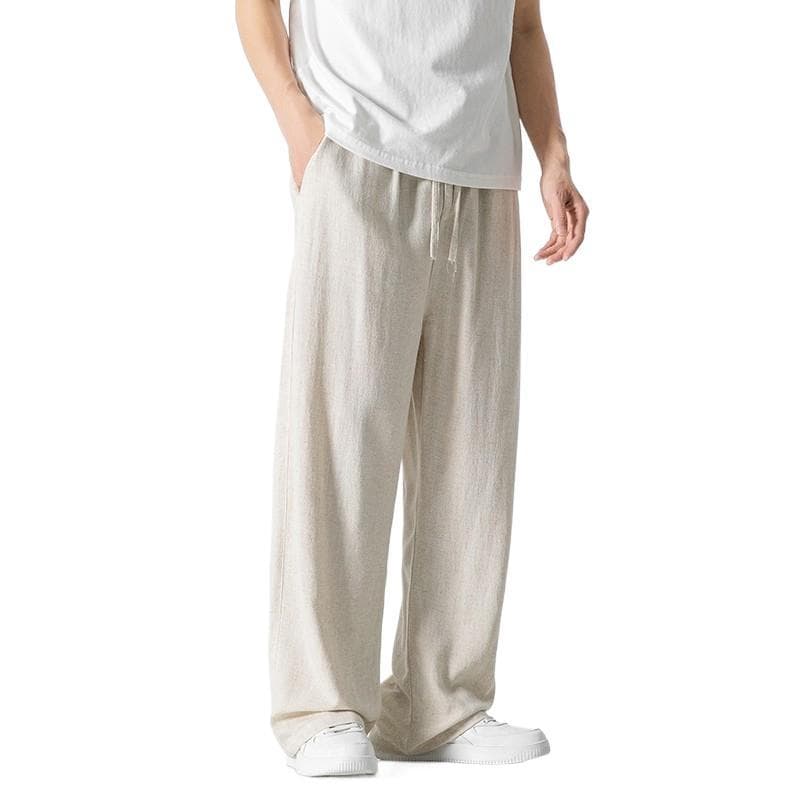 Men's Clothing Linen Pants Men Summer Loose Straight Men's Casual Trousers Spring And Summer New Men's Trousers Summer Drape Cotton And Linen Pants