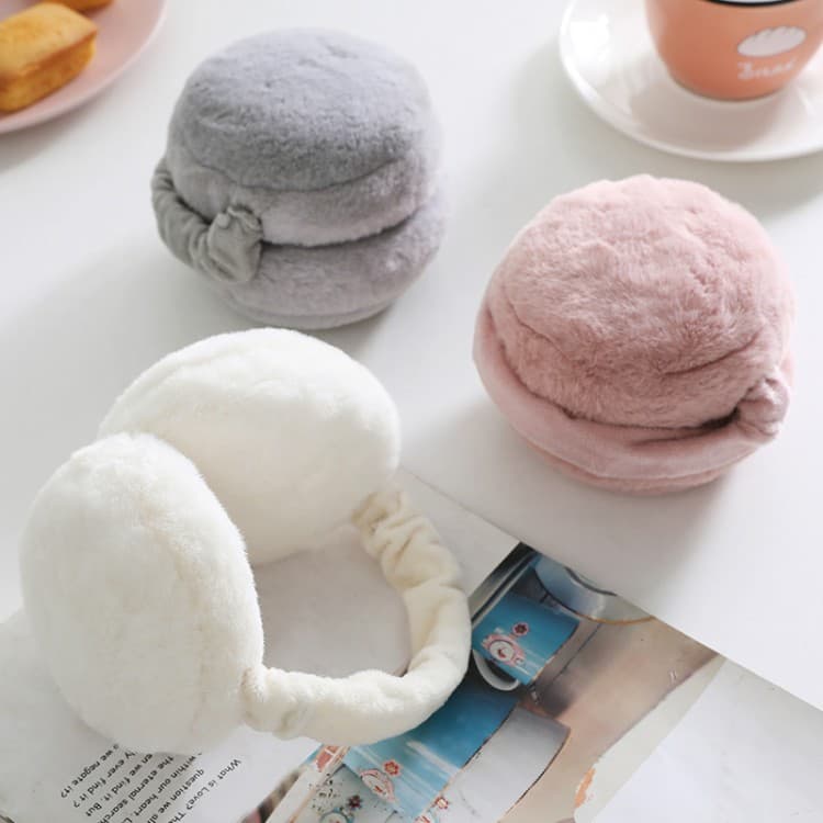 Folding hamburger earmuffs men's and women's solid color earmuffs winter cold-proof anti-freezing plush earmuffs retractable earmuffs warm