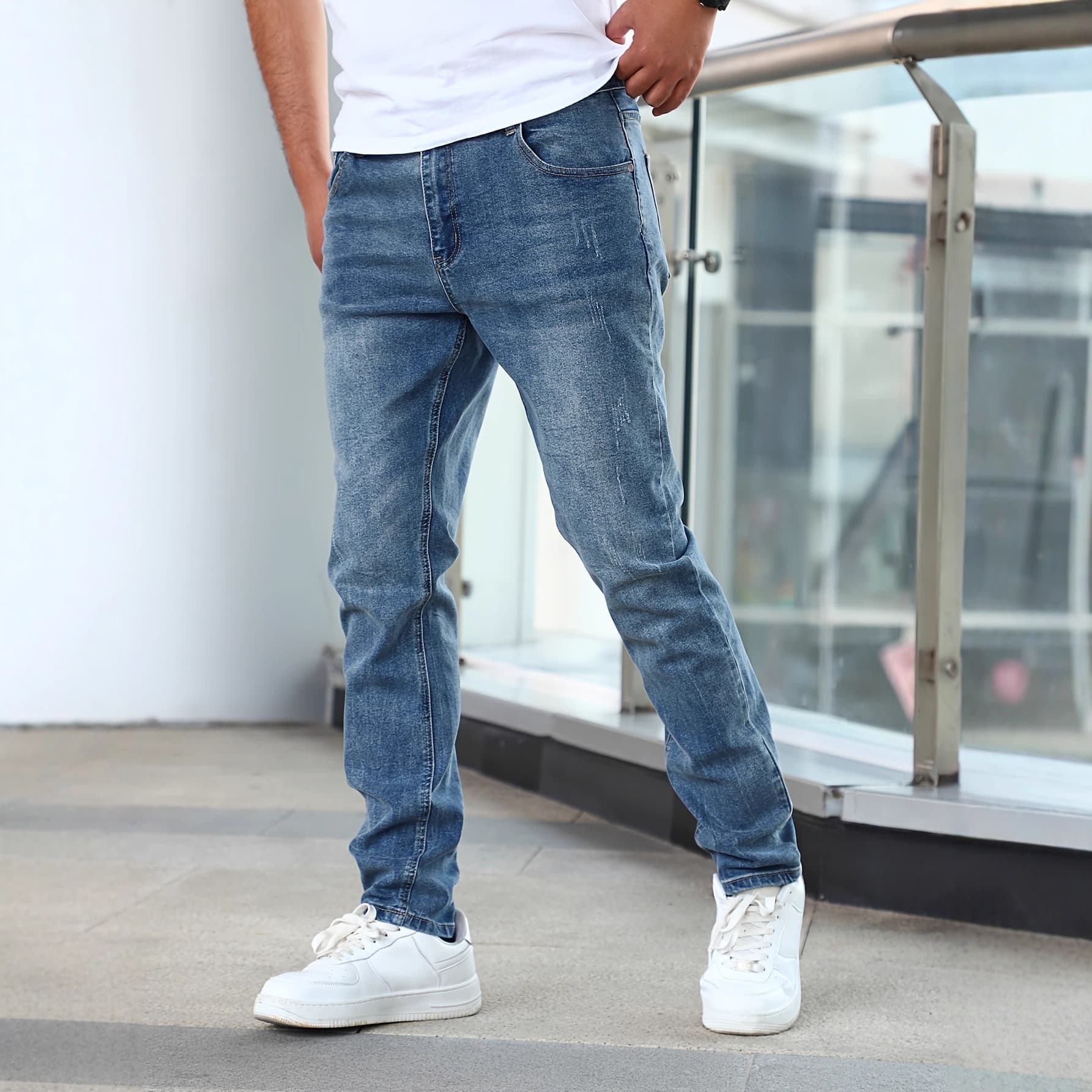 ​​Men's Slim Fit Distressed Embroidered Skinny Jeans - Trendy Ripped Denim With Artistic Detailing​​