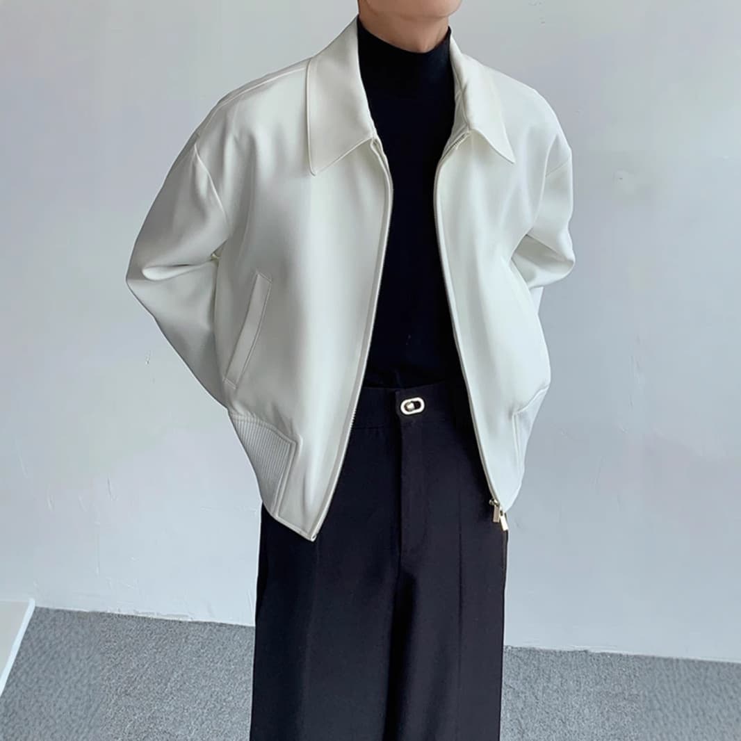 Veste blanche Cleanfit pour homme, coupe slim, légère, zippée, style baseball, décontractée, printemps-automne