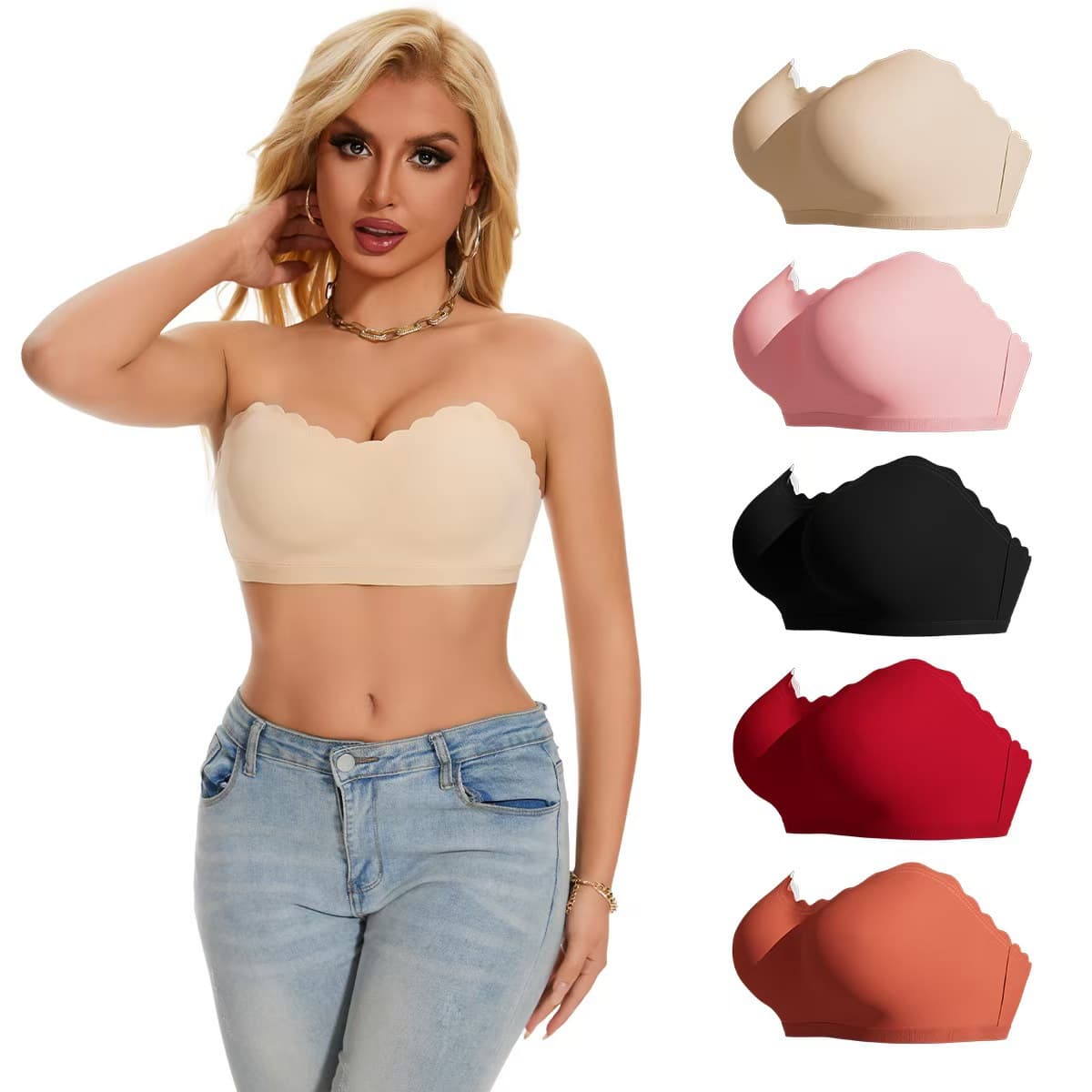 Underwear & Sleepwears Strapless Non Slip Bra For Women With Buckles On The Back