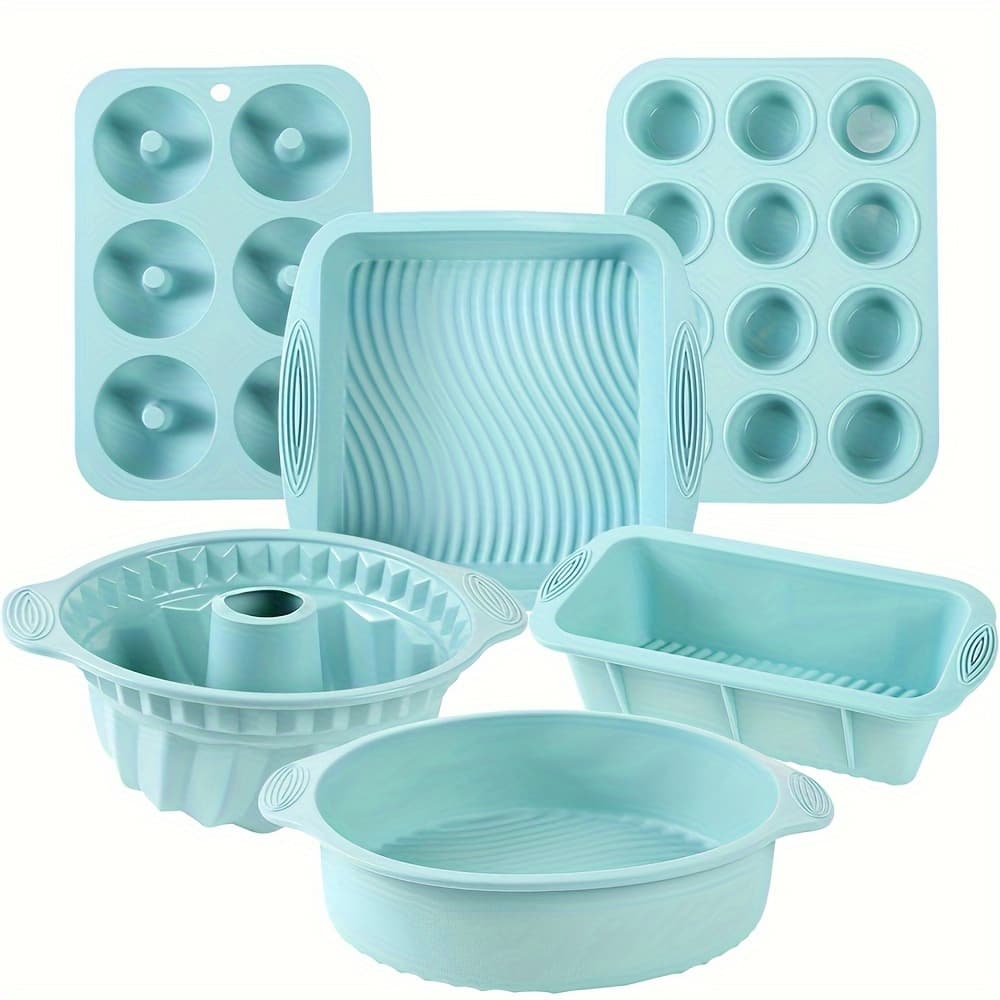 6pcs Silicone Kitchen Baking Supplies Set, Non-stick Silicone Baking Pans, Silicone Cake Molds, Baking Pans, Donut Pan, Silicone Muffin Pan, Cake Pans