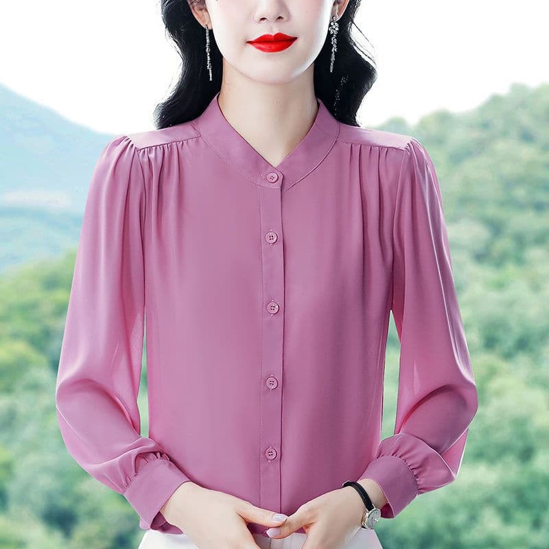 Shirt Women's Long Sleeves 2025 Spring And Autumn New Large Size Shirt Top Elegant Lantern Bubble Sleeves Commuting Temperament Commuting