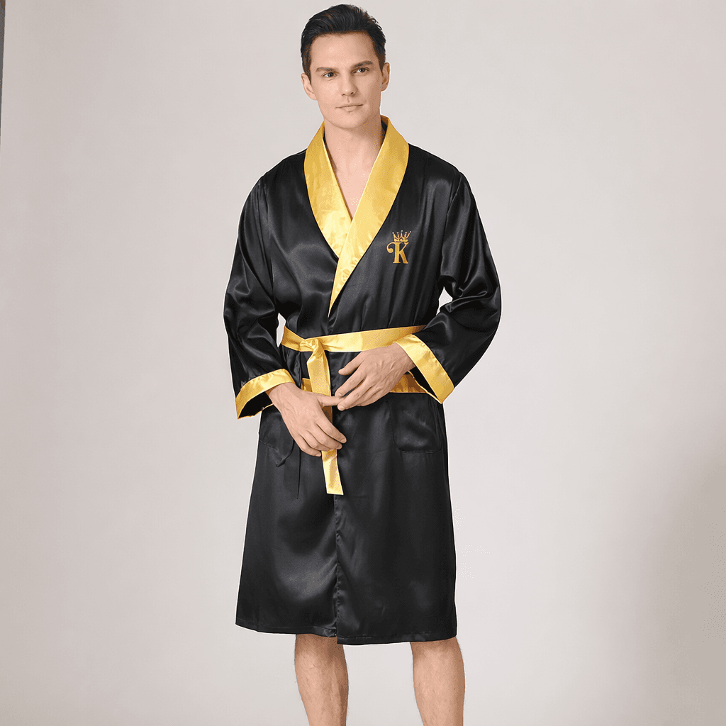 Men's Clothing Men's Summer Silk Bathrobe Pajamas Men's Summer Thin Ice Silk Pajamas Plus Size Bathrobe Home Clothes