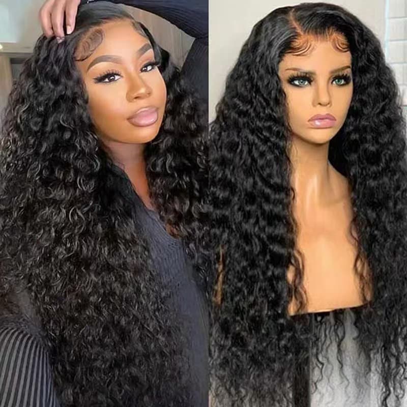 250 Density Water Wave Curly Wig 13x4/4x4 HD Transparent Lace Frontal Wig Curly Human Hair Wig Brazilian 5x5 Lace Closure Wig