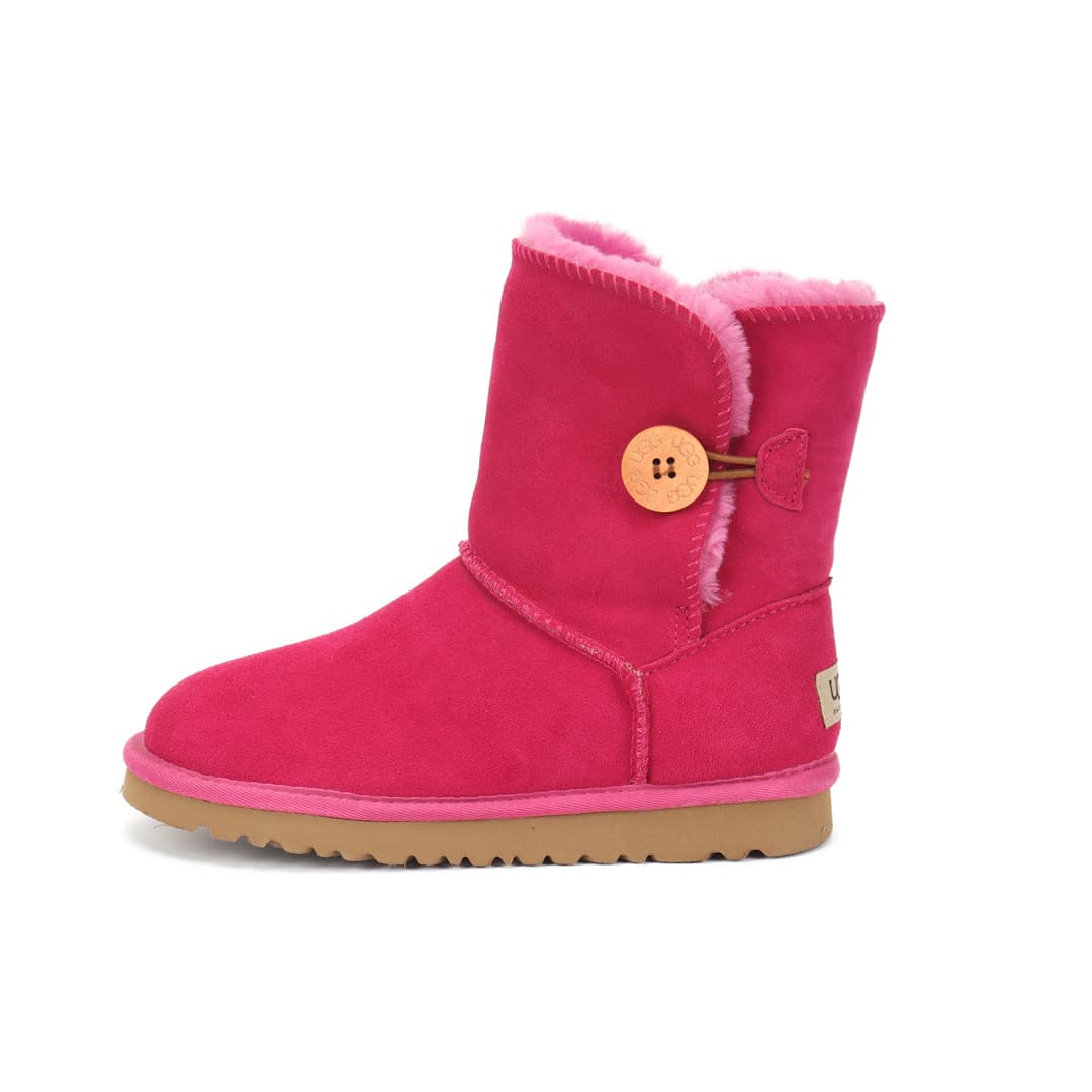 Bottes de neige pour femmes avec boucles en bois, en cuir véritable, polyvalentes, chaussures d'écolière, bottes épaisses doublées de fourrure.