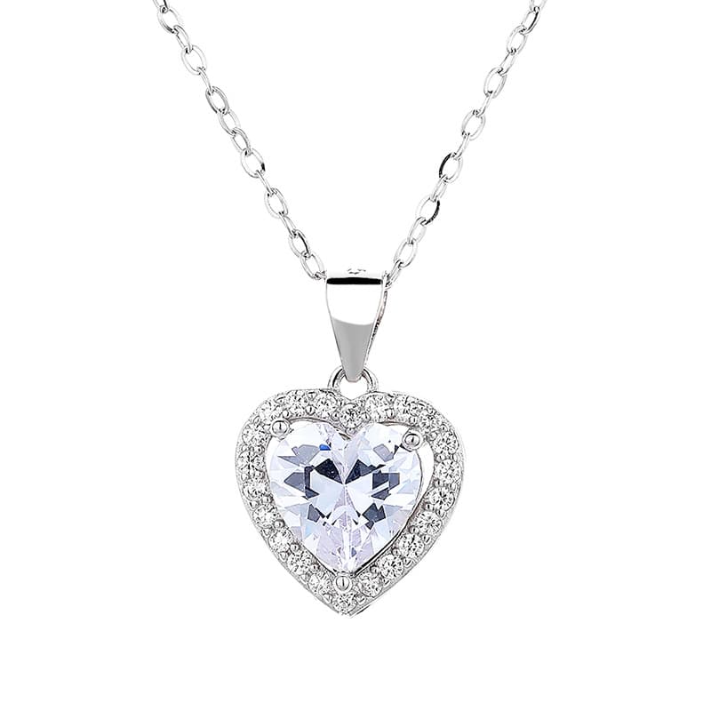 Women's Jewelry S925 Sterling Silver Necklace Ladies Pendant The Heart Shaped Clavicle Chain Birthday Gift Crystal Neck Chain Accessories