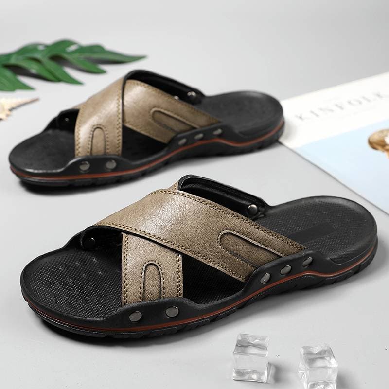 New fashion men's shoes comfortable and durable first layer cowhide leather men's sandals outdoor wear casual