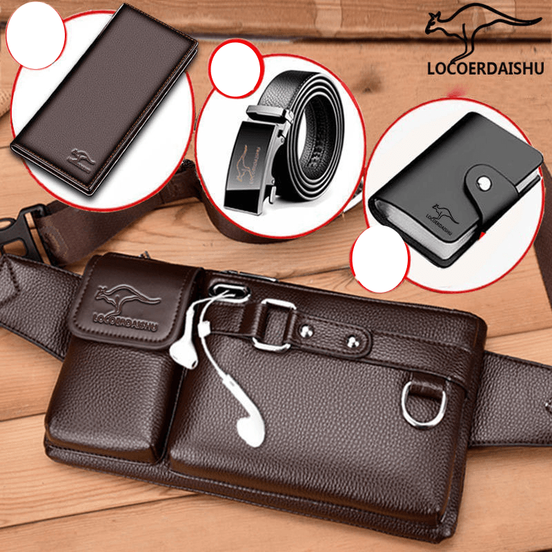 Chest Bag Male Leather Texture Waterproof Waist Pack Trend Large Capacity Multi-functional Crossbody Bag