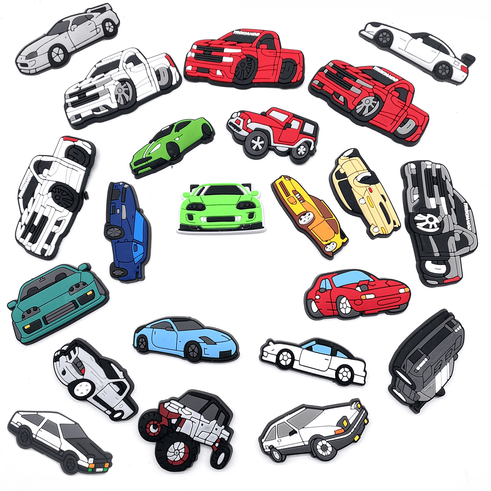 Car Cartoon Shoe Flower Decoration Buckle Croc Shoe Buckle Soft Glue Removable Garden Shoe Accessories Accessories