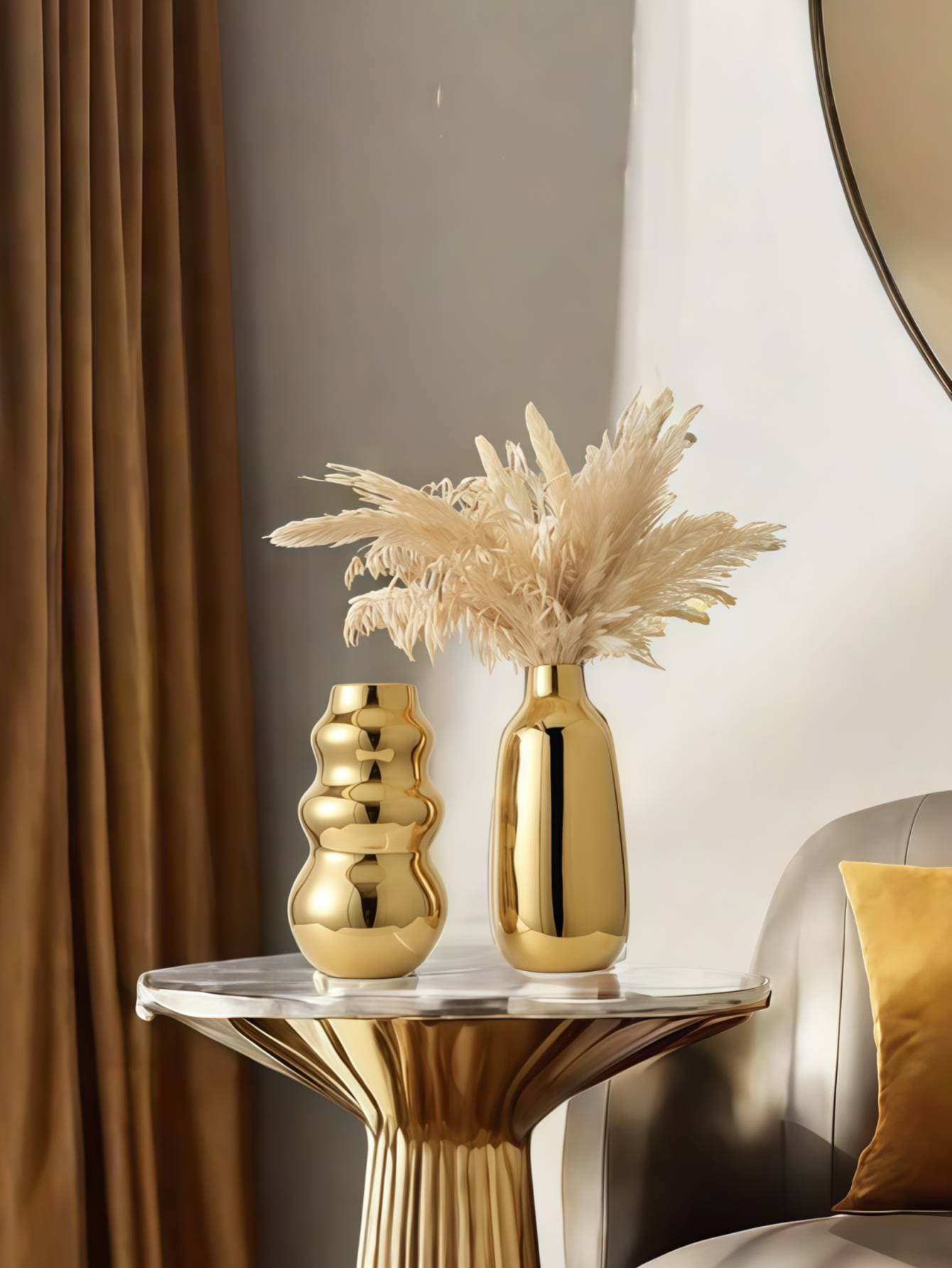 A Golden Light Luxury Ceramic Flower Arrangement Vase Is Suitable For The Living Room, Study, Desk, Ornament Vase