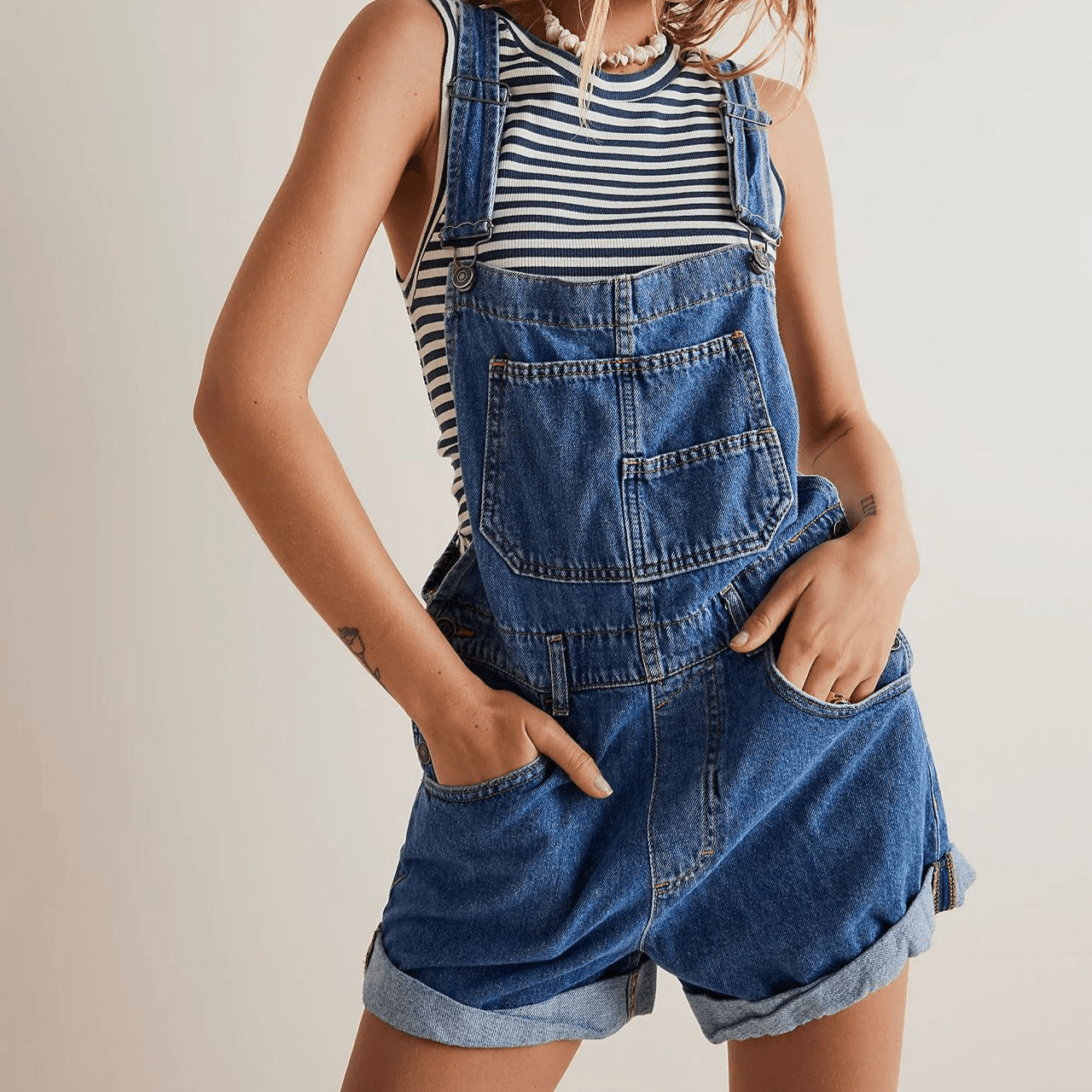 Women's Clothing Loose Multi Pocket Suspender Jeans For Women