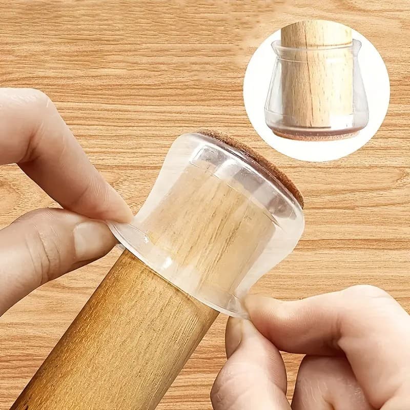 8Pcs Clear Non-Slip Chair Leg Protectors With Felt Tips & Base - Large Round Floor Protectors For Tables, Chairs, Dining Tables - Scratch-Resistant