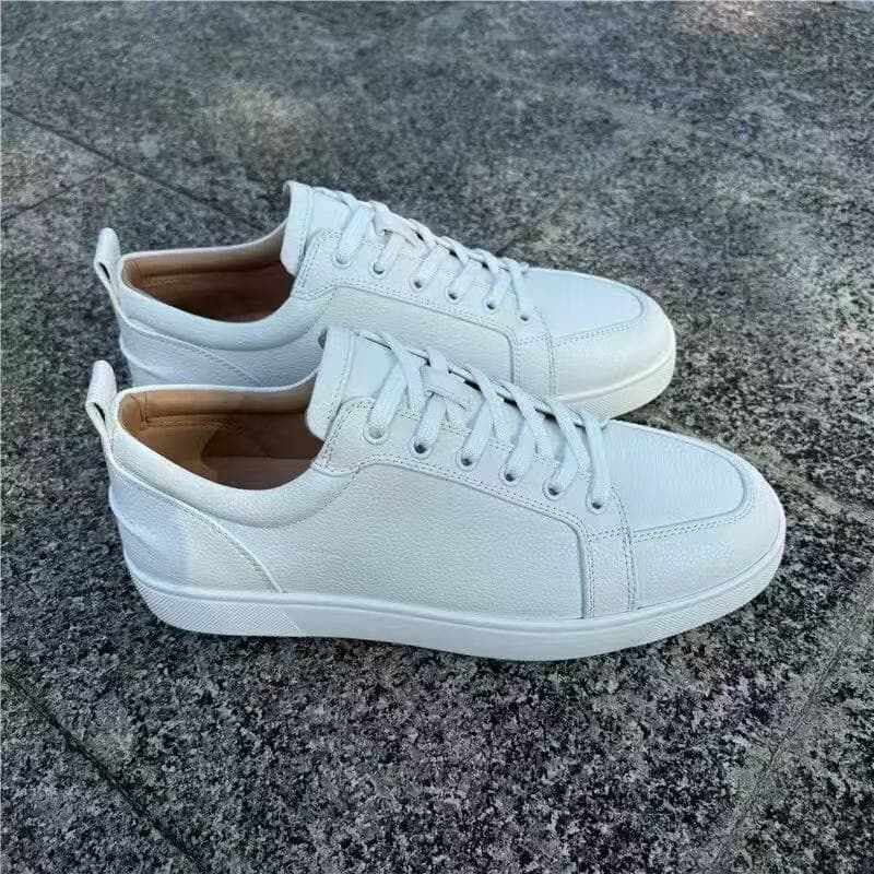 Chaussures pour hommes, ballerines brodées, semelle rouge, baskets tendance et décontractées à clous, blanches, en toile respirante, à lacets