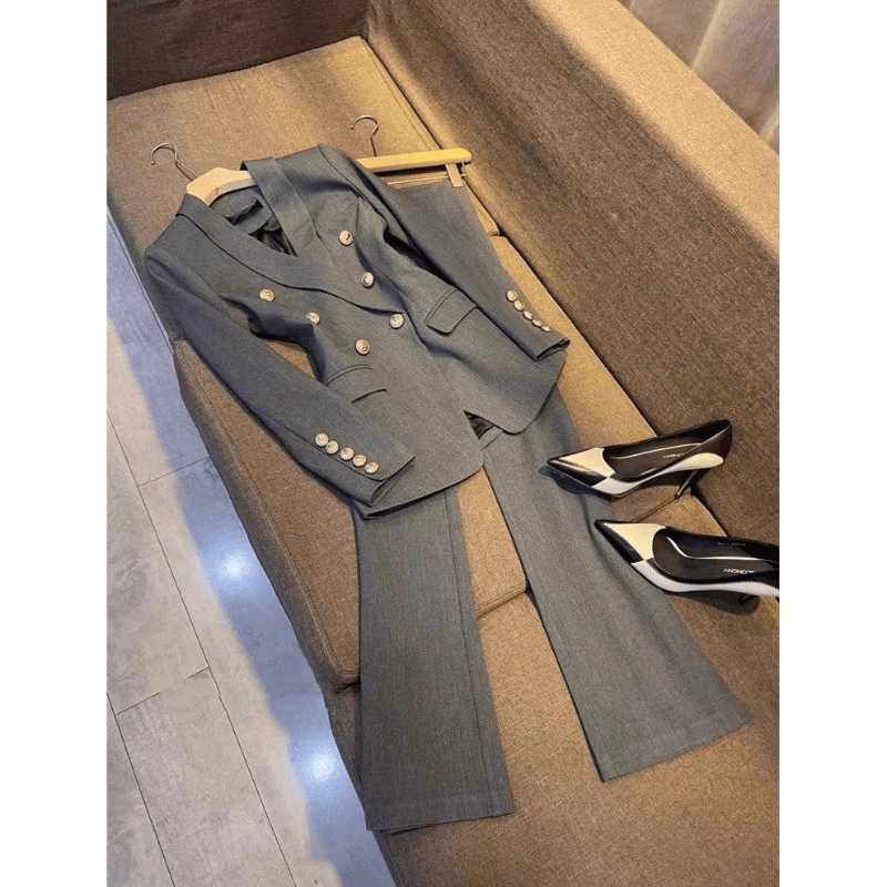 Women's Clothing High end professional suit, elegant formal suit, gray suit jacket, casual fashion suit, women's spring and autumn new suit