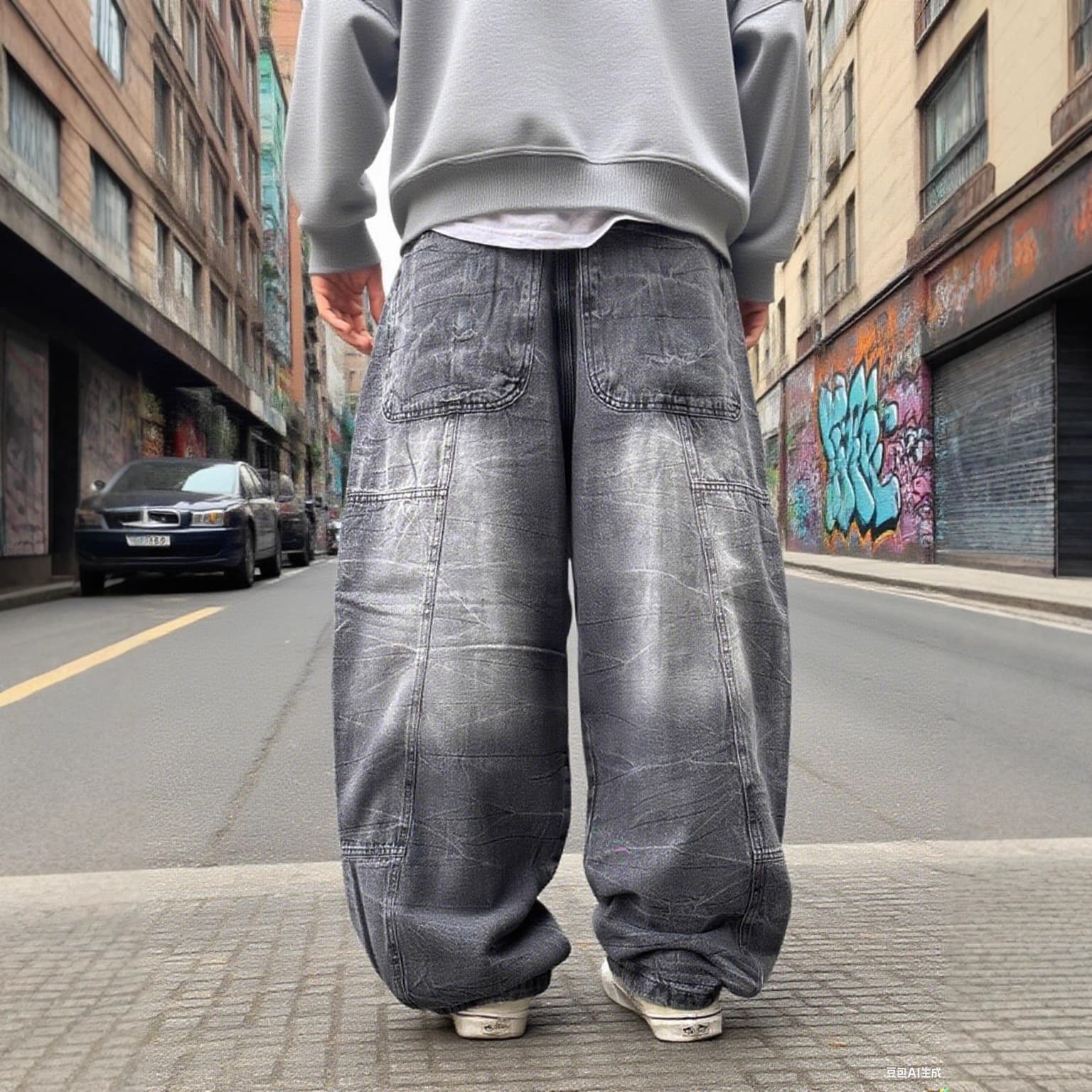 European And American Style Loose Wide-leg Jeans Street Trend Washed Retro Loose Men's Jeans Trendy Wide-leg Pants