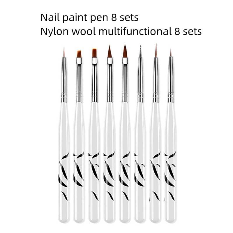 Zebra print nail brush set 8 nail paint pen Drawing pen Carving pen point drill pen