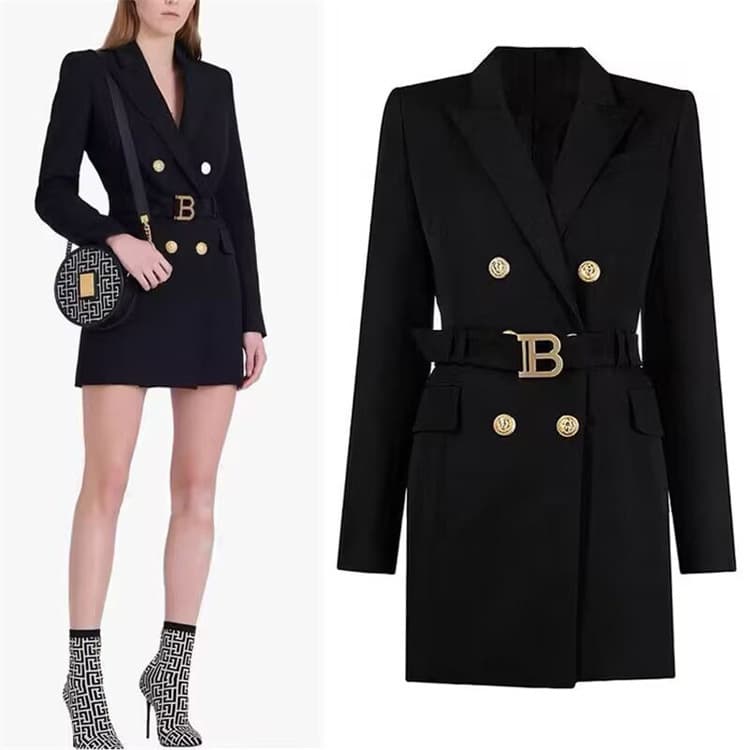 Women's Clothing Spring Autumn Women's Plaid Korean Style Belted Long Sleeve Slim Fit Elegant Commuter Suit Dress Fashionable