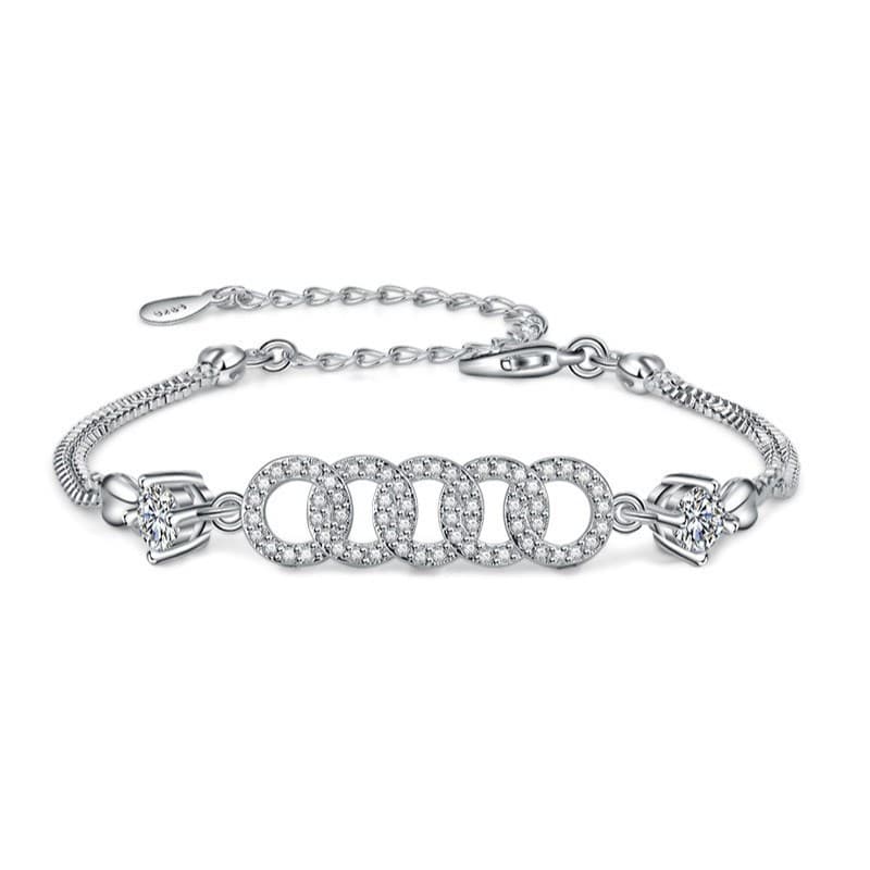 Chain Link Round Fashion Trendy Jewelry Platinum Plated Diamond Inlaid Bracelet International