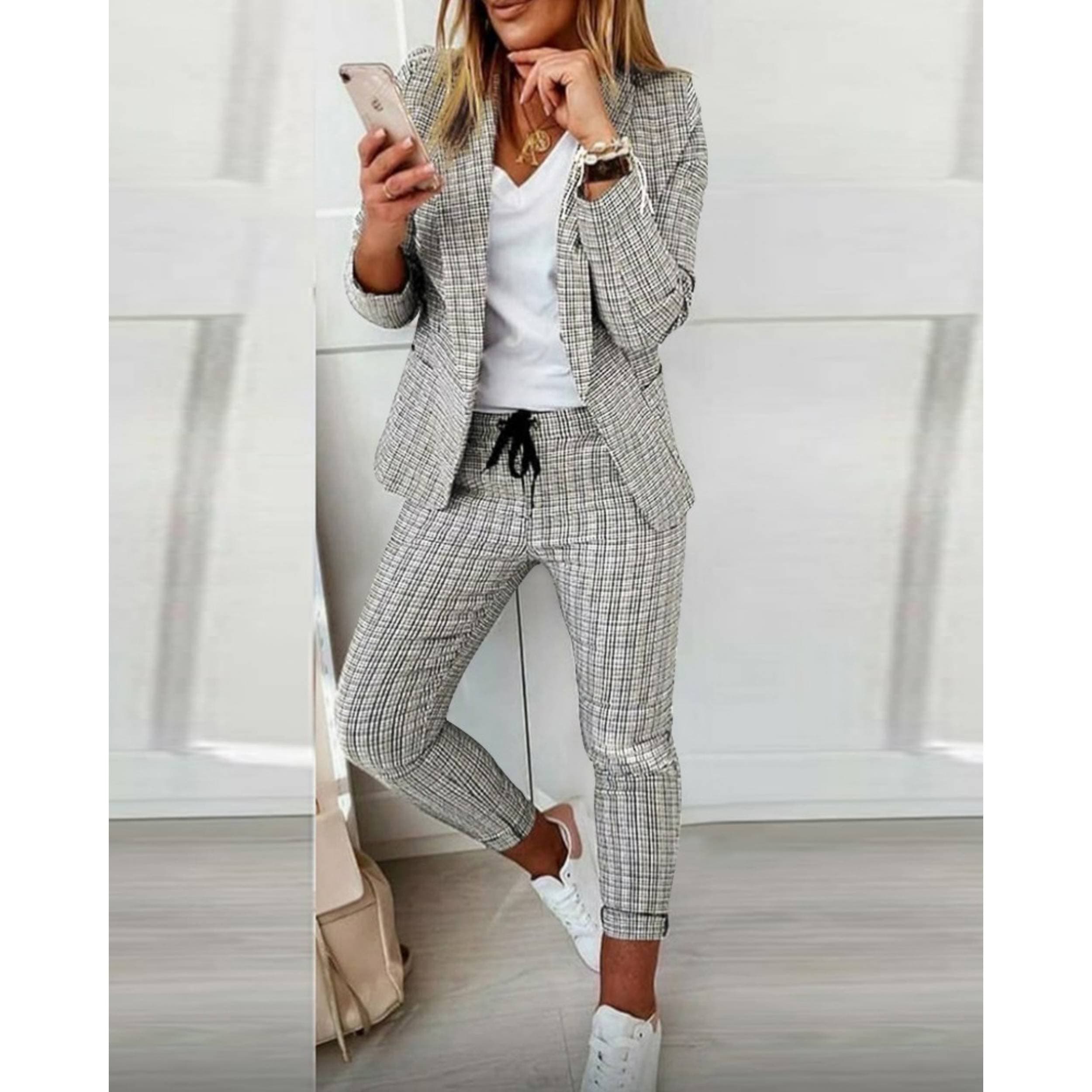 Plaid Casual Suit Suit Women's Clothing