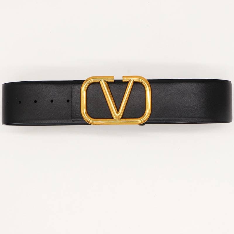 Ceinture en cuir de vache avec boucle en V pour femme, large, décorative, avec jupe, taille ajustée