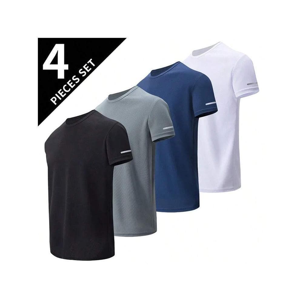 Men's Breathable Quick Dry Casual T-Shirt Short Sleeve Fitness Running Sports Tight Fit Basketball Training Top In White Black