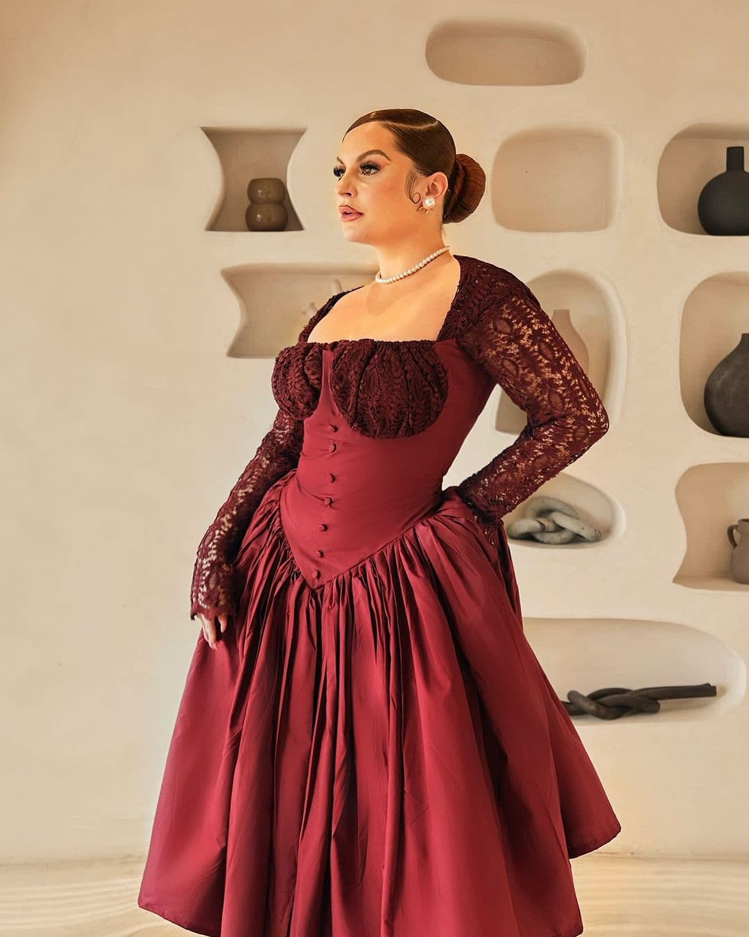 Women's Clothing elegant ruffled hem shirt high waist hip long skirt two piece suit