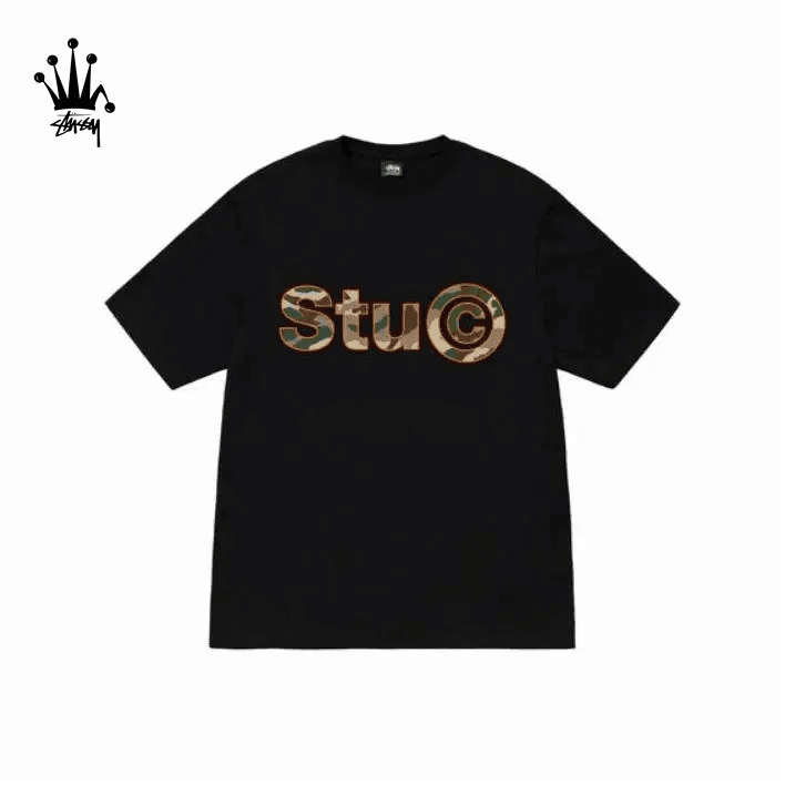 Stussy SS23 C. Camo Tee Ribbed Round Neck Letter Camouflage Logo Printed Short Sleeved T-shirt For Both Men And Women