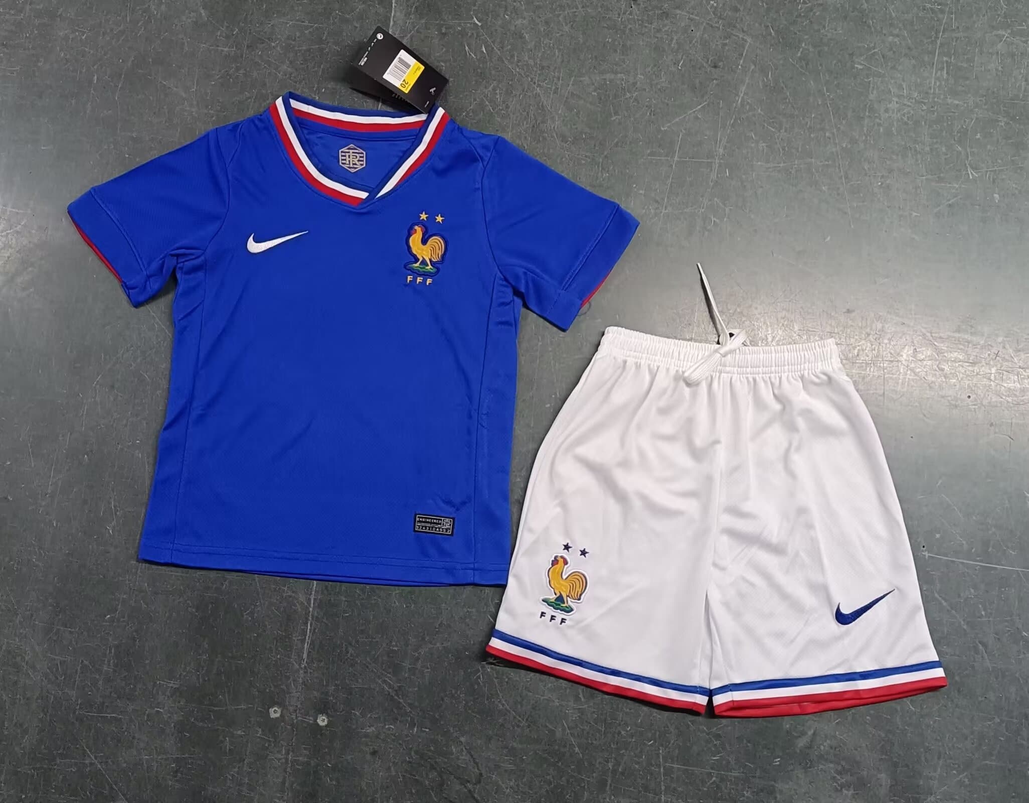 2024-2025 Kids France Home and Away Soccer Football Jersey Kits Short+Shirt Set