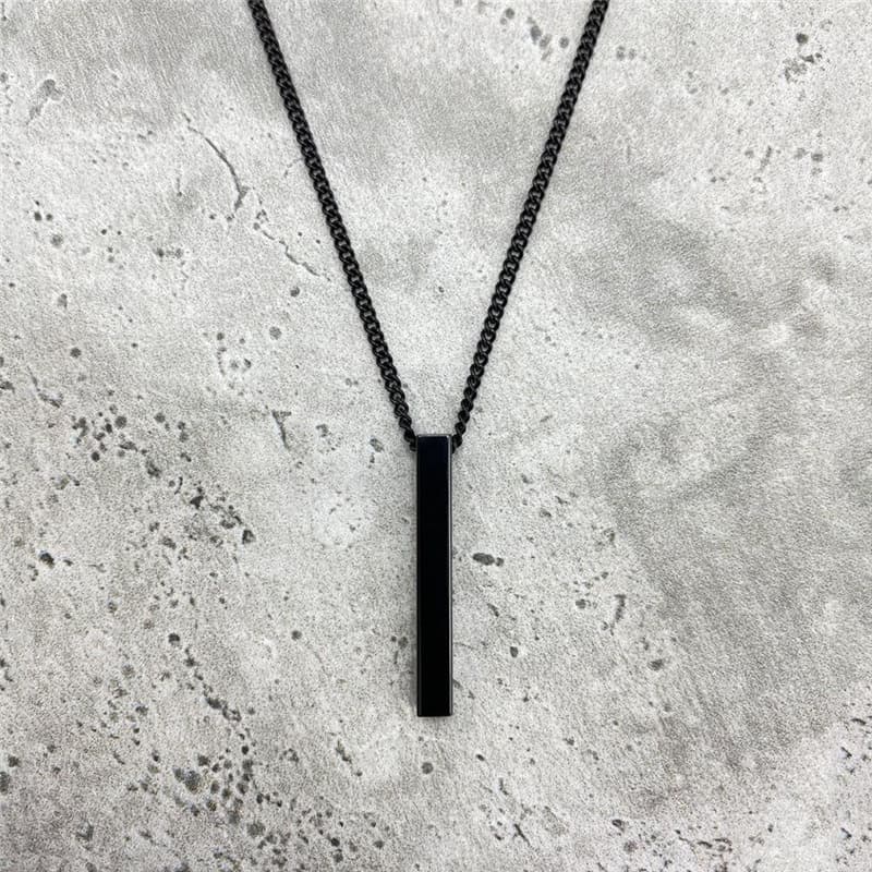 Collier avec pendentif rectangulaire pour homme, chaîne classique à maillons en acier inoxydable de 2 mm de large, cadeau idéal
