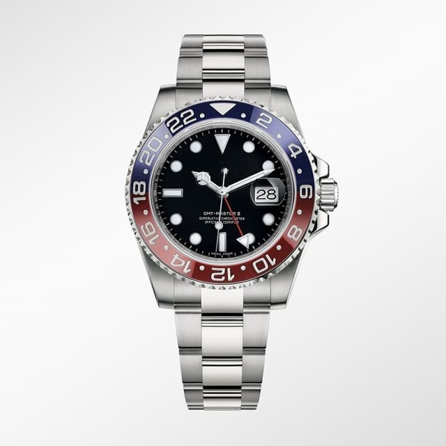 Montre mécanique automatique GMT-Master pour homme, entièrement en acier inoxydable