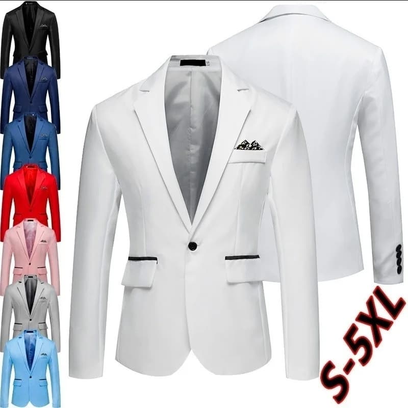 5XL Men's Suit Coat Casual One Button Business Suit Coats Wedding Men Blazers Long Sleeve Slim Fit Suits Office Blazers Jackets