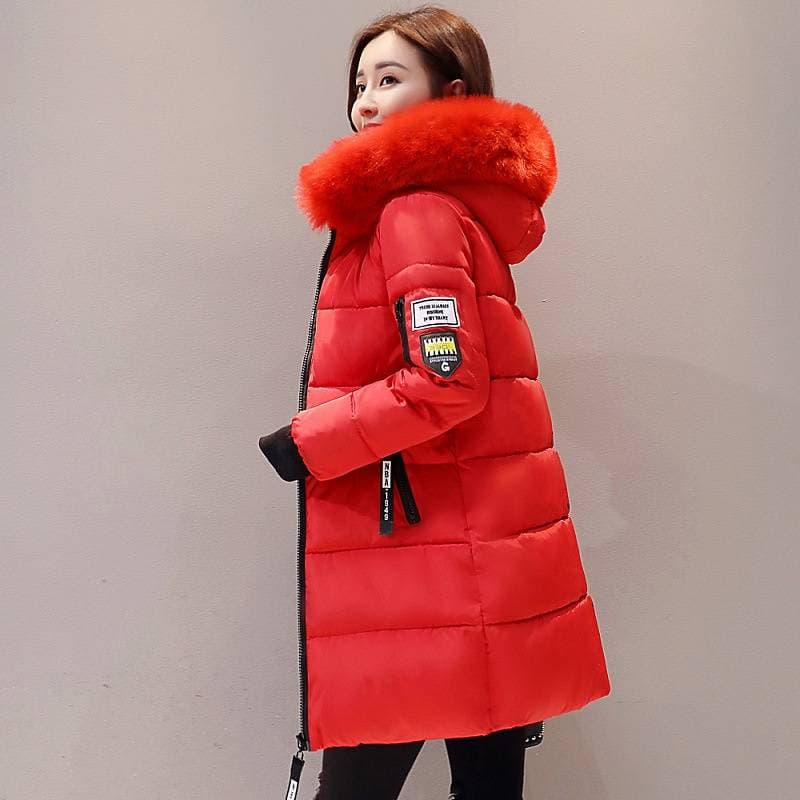 Women's Clothing fashion mid length cotton coat women large size slim hooded jacket women cotton coat