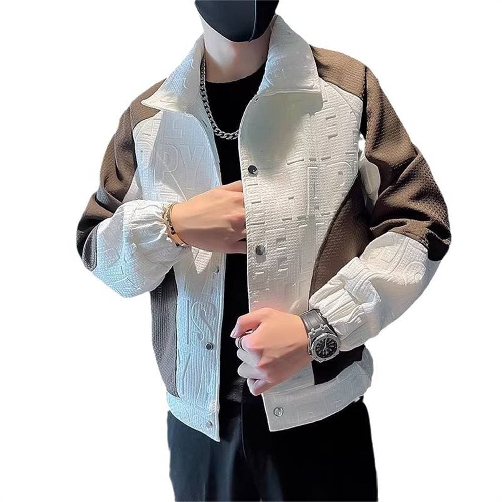 2023 New Autumn Fashion Brand Pi Shuai Men's Jacket Splicing Contrast Color Trend Versatile Slim Fit Coat