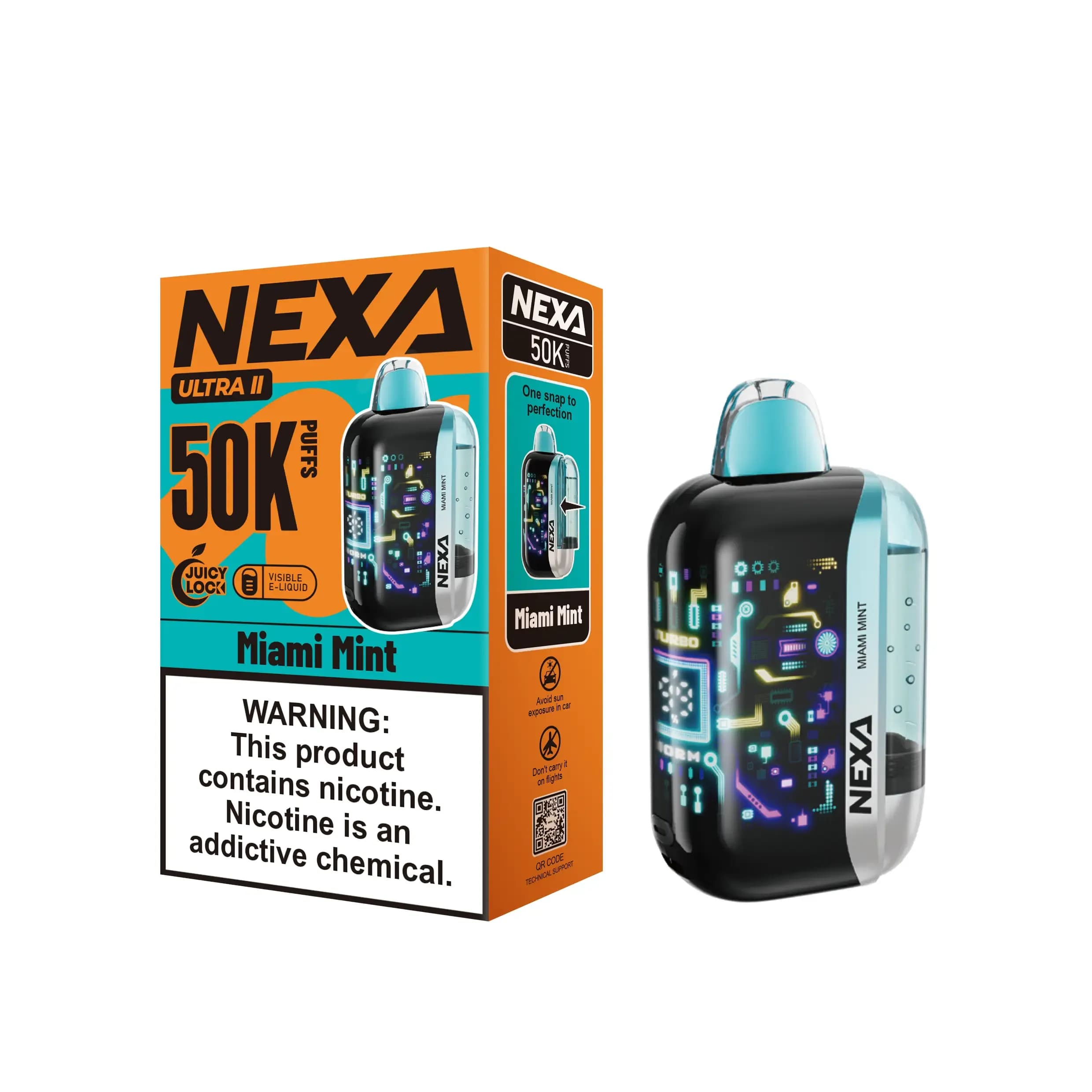 1 à 3 cigarettes électroniques jetables NEXA ULTRA II 50K (50 000 bouffées) - 20 ml, 5 % de sels de nicotine