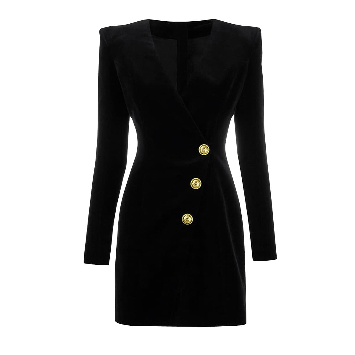 Women's new fashion velvet fabric V-neck slim three-button long-sleeved dress jacket