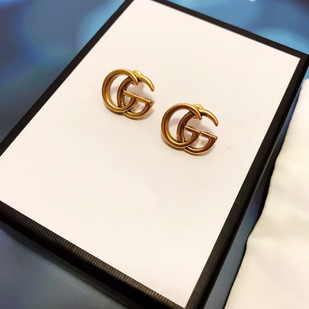 Boucles d'oreilles pendantes classiques rétro colorées en cristal de zircon, lettre double G, pour femmes, breloque de luxe, bijoux de fête, cadea