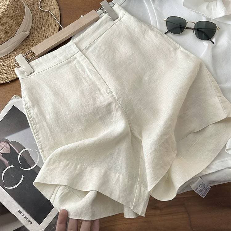 Women's Clothing Old Money Style Intellectual Short Sleeved Shirt High Waist Shorts Shorts